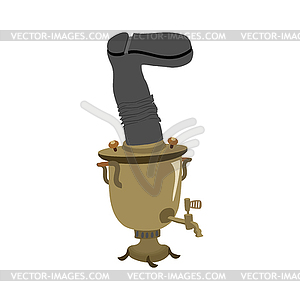 Samovar. Russian national kettle. With boot for - vector clipart