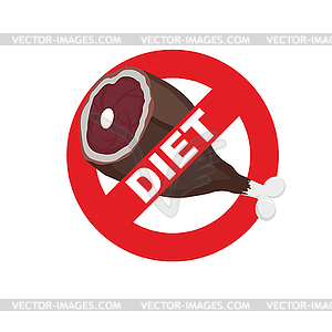 Diet sign logo. Meat forbidden sign. Cross out - vector clipart