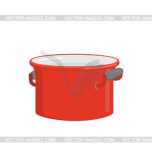 Red pot. Tableware for cooking food. Kitchenware fo - vector clip art