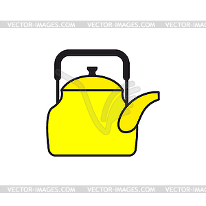 Yellow teapot. Tableware for boiling water. Icon - vector clipart