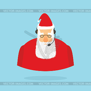 Christmas Call Center. Santa Claus and headset. - vector clip art