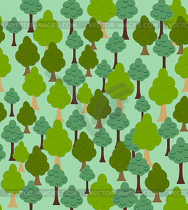 Seamless forest pattern. Cartoon tree background - vector clipart