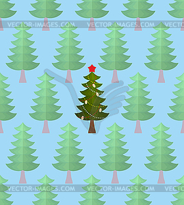 Christmas tree in forest. Greeting card for - vector clip art