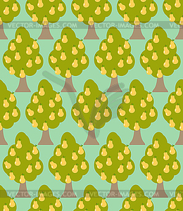 Pear tree seamless pattern. Orchard background. - vector clipart