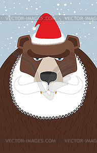 Russian Santa Claus-bear. Wild animal with beard an - vector clipart