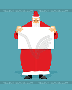 Good Santa Claus holding blank sign with space for - vector clipart