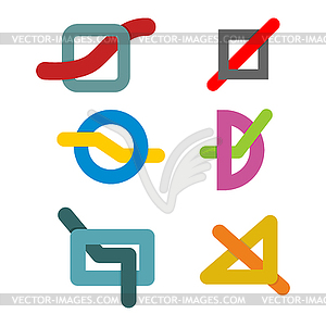Set color template geometric abstract logo. Linear - vector clip art