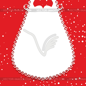 Big white beard Santa Claus on red background. Bear - vector clip art