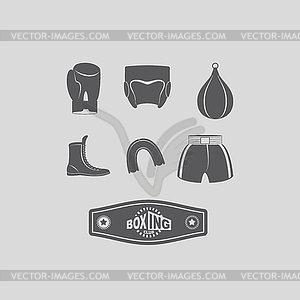 Set icons Boxing, kick boxing. Boxing equipment: - vector clipart