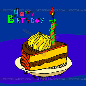 Cute happy birthday cake candle cardtion - vector clipart / vector image