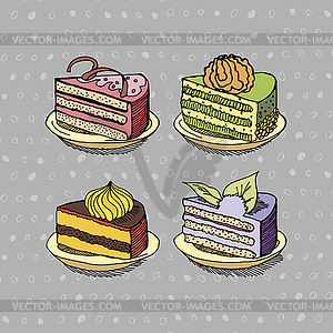 Cute happy birthday cake candle cardtion - vector image