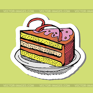 Cute happy birthday cake candle cardtion - royalty-free vector clipart