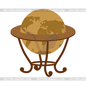 Antique vintage globe on stand. Vintage school - vector clipart