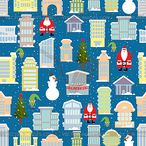 City Christmas landscape. New year city. Snowfall - vector clipart
