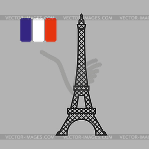 Eiffel Tower. Attraction of Paris. . Fflag - vector clipart