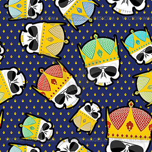 Skull Crown Seamless pattern. background for Kings - vector image