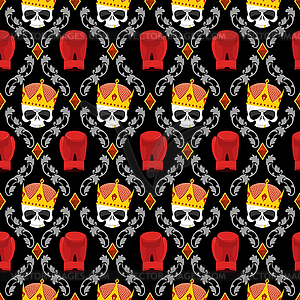 Skull Crown and boxing gloves with Baroque - vector clipart