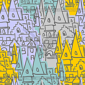 Castle seamless pattern. Sketch of old Royal Castle - vector clipart