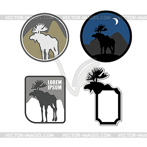 Set of icons logo moose. Emblem for hunters or for - vector image