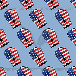 Боксерские перчатки с флагом Америки бесшовные - векторное изображение клипарта