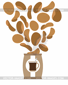 Potato chips coffee taste. Special chips for - vector clipart