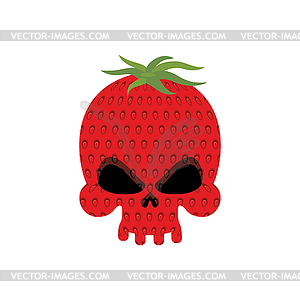 Ripe Strawberry skull. Red head skeleton with - vector clipart