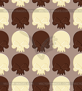 Skull white and dark chocolate seamless pattern. - vector image