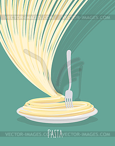 Plate of pasta. dish of Spaghetti.  - vector image