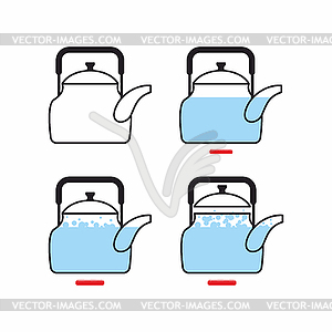 Stage boiling kettle. Cooking instruction of - vector clipart