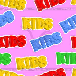 Inscription of colored letters KIDS. kids seamless - vector clip art