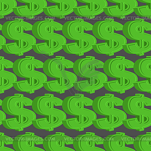 Dollar seamless pattern. Green Dollar background - vector clip art