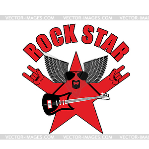 Rock Star emblem for club or party. Star Music - vector image