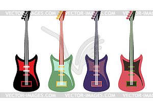 Set of colored guitars. Multi-colored rock - royalty-free vector clipart