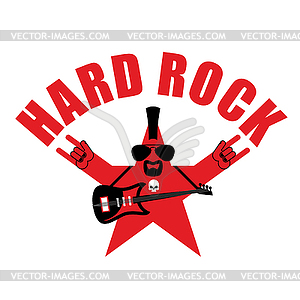 Hard rock star. Star with beard and an electric - vector image