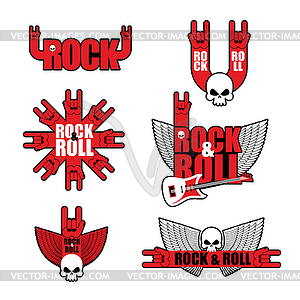 Set Rock logo. Logo for musical rock group. - vector clip art