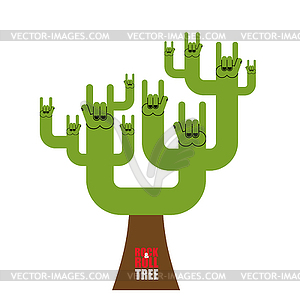 Rock and roll tree. Fantastic tree of rock hand - vector clip art