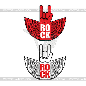 Rock hand sign flying. Logo for rock band - vector image