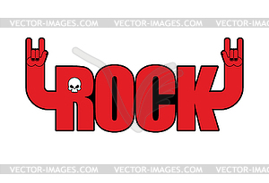 Rock. Letters with hands. Hand rock sign. Logo for - vector clip art