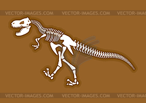 Dinosaur skeleton. Ancient animal bones in ground. - vector clipart