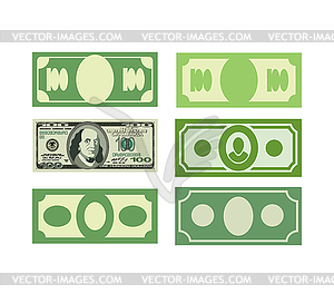 Set Money icon dollars, cash. Various paper money. - vector image