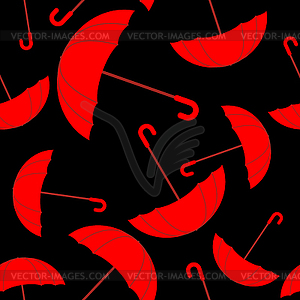 Red umbrella seamless pattern. Texture of many - vector clipart