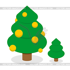 Christmas tree with gold balls. Decorated Holiday - vector clipart