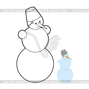 Снеговик раскраски. Рождественский символ из - стоковый клипарт
