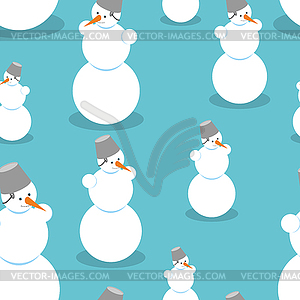 Snowman seamless pattern. Background of snow figure - vector image