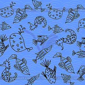 Cartoon fish pattern - vector image