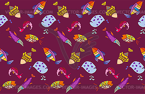 Cartoon fish pattern - vector clipart / vector image