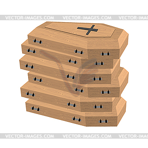 Pile of coffins. Many coffins for dead. s - vector clip art