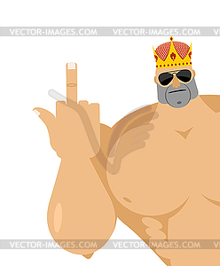 Healthy guy fuck shows. Strong male finger fuck off - vector clip art