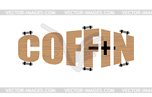 Text in form of coffin. Logo emblem for funeral - stock vector clipart