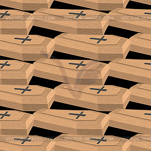 Wooden coffins seamless pattern. background cemetery - vector clip art